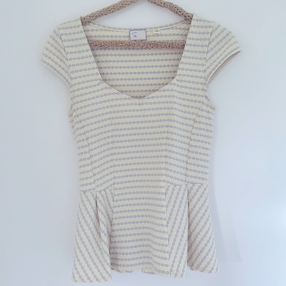 Anthropologie Tops Anthropologie Postmark Cap Sleeve Peplum Top